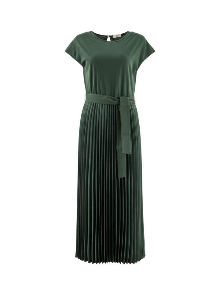 Donkergroene maxi-jurk met plissé Gela Max Mara