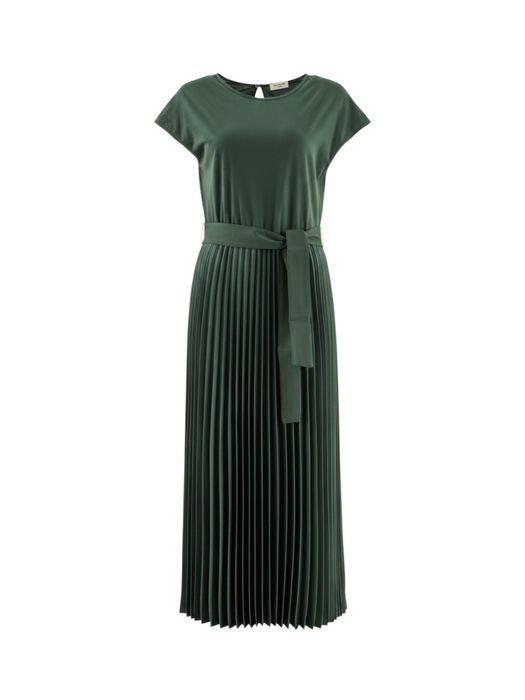 Donkergroene maxi-jurk met plissee Gela Max Mara