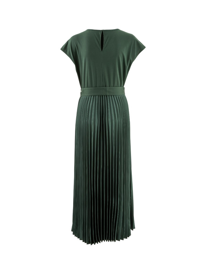 Donkergroene maxi-jurk met plissé Gela Max Mara
