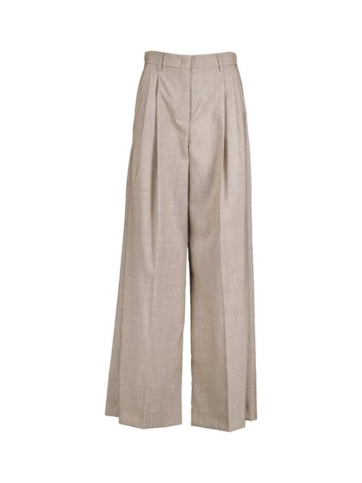 Beige wijde broek met bandplooi Ovvio Max Mara