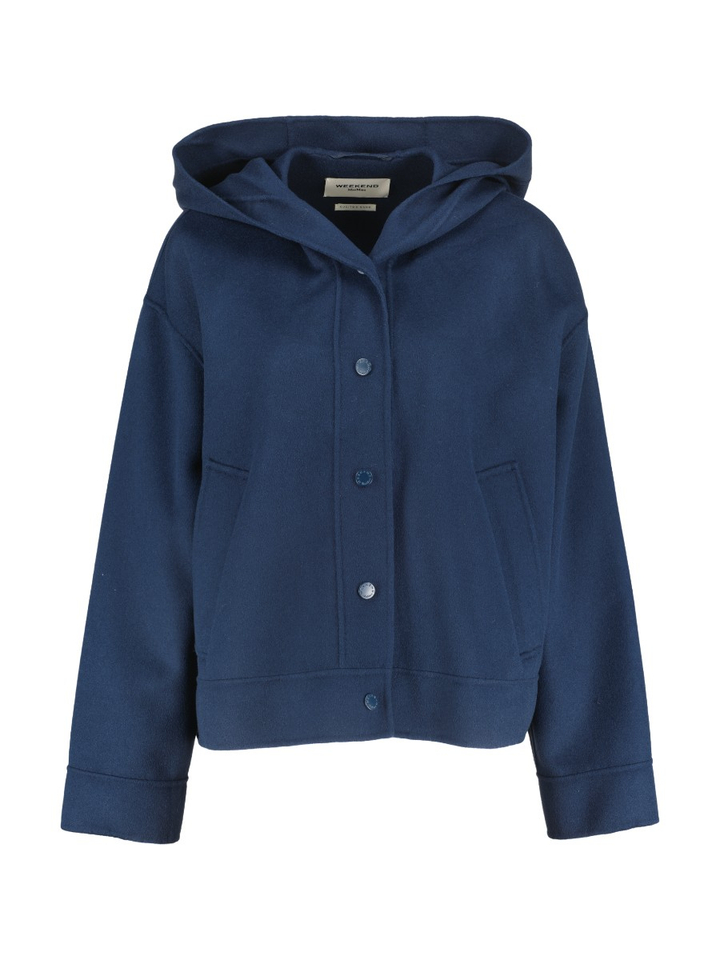 Donkerblauwe korte mantel met kap Ridente Bellerose