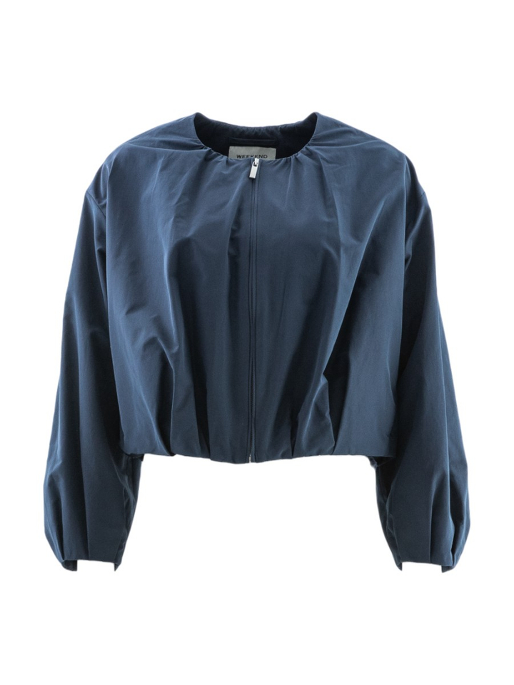 Donkerblauwe geklede bomber jas Butterfly Max Mara