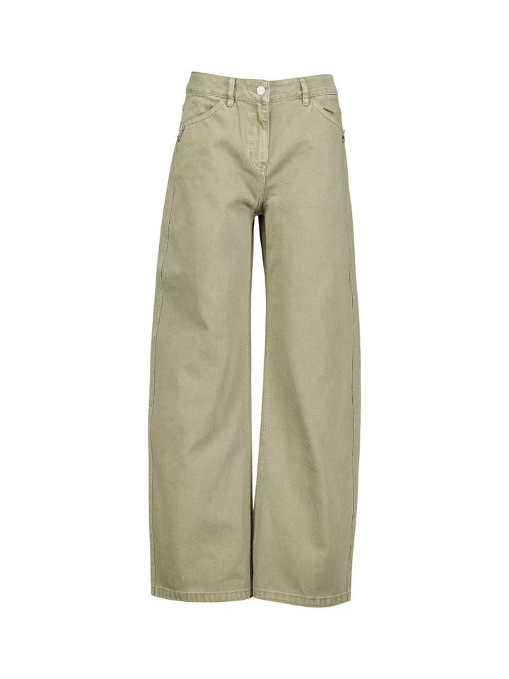 Kaki wide leg jeans met strass detail Diana Galessi