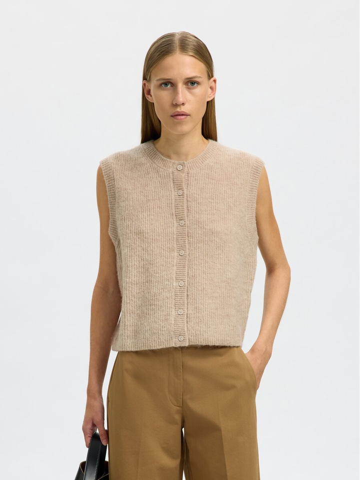 Beige gilet zonder mouwen Slwlulu Selected