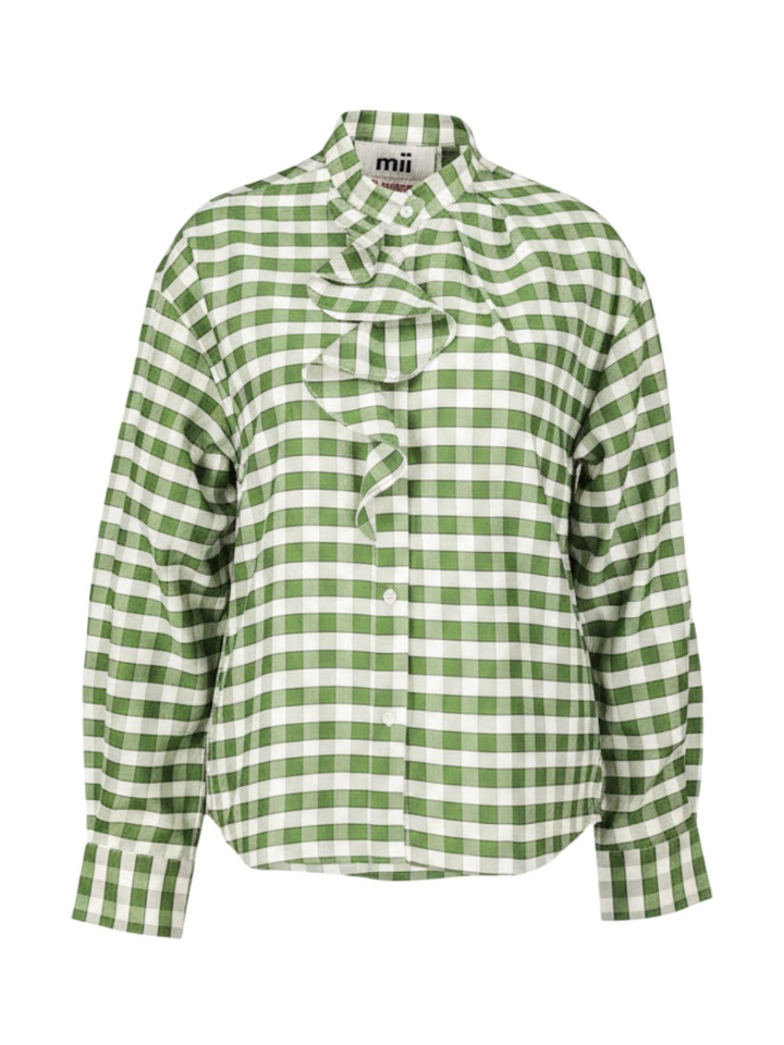 Groene geruite bloes met frul Mii