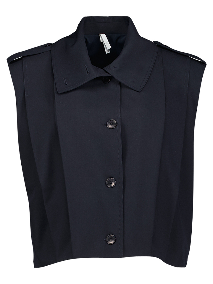 Donkerblauwe mouwloze oversized cardigan met kraag Imperial 