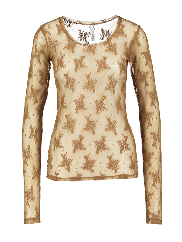 Bruine kanten t-shirt met lange mouwen Imperial