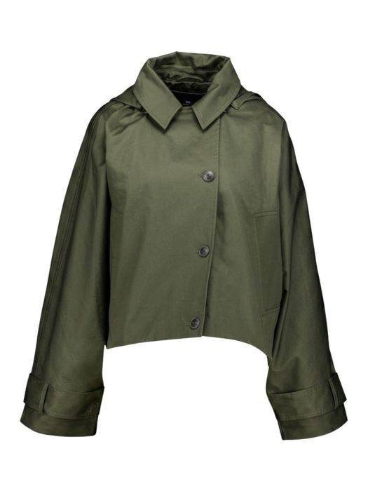 Groene trenchcoat Hooded WithBlack