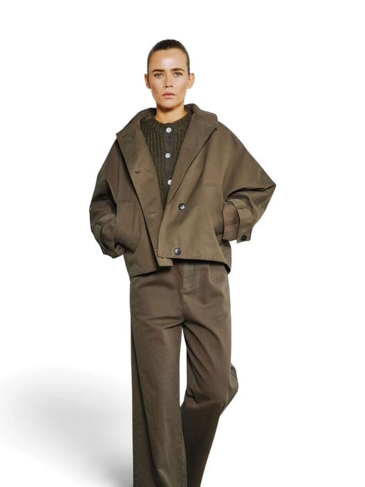 Groene trenchcoat Hooded WithBlack