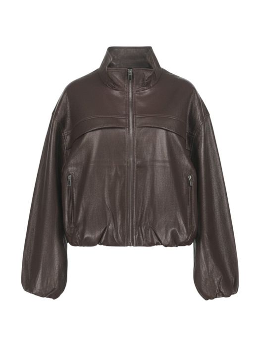 Bruine lederlook jas Vegan Jacket Withblack