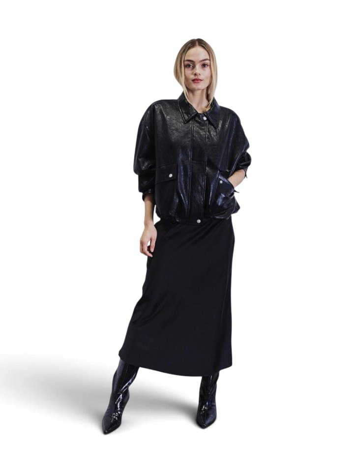 Zwarte lederlook jas Vegan Withblack