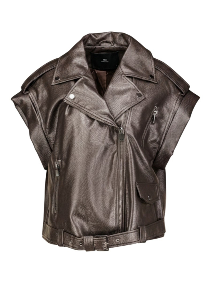 Donkerbruine lederlook jas Vegan Withblack