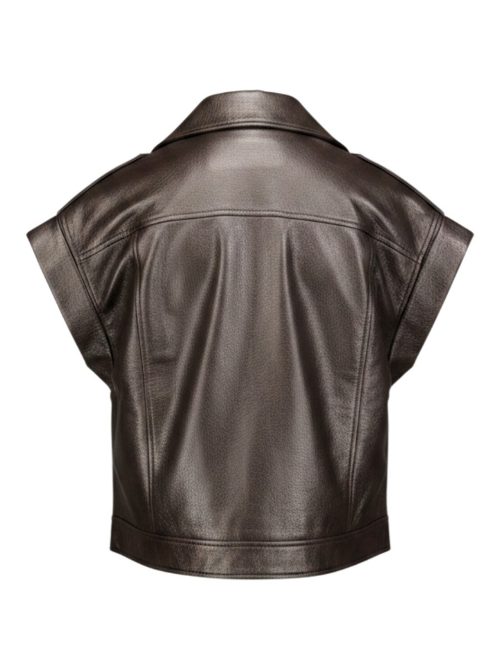 Donkerbruine lederlook jas Vegan Withblack