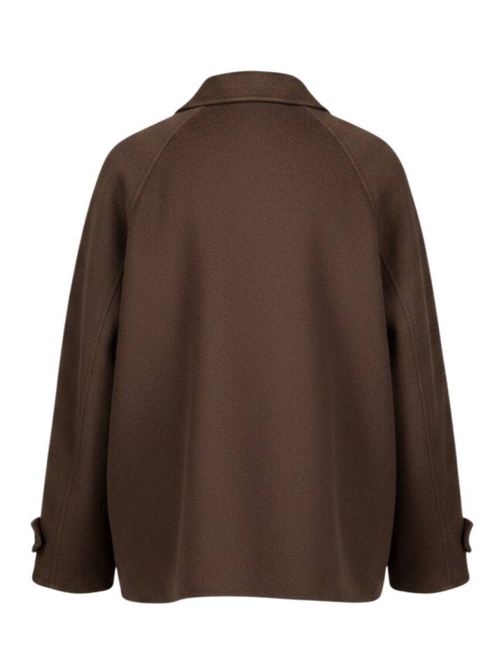 Donkerbruine casual jas Lucia Mel Wool Withblack