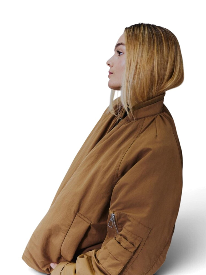 Camel kleurige bomberjas Grappy Bomber Withblack