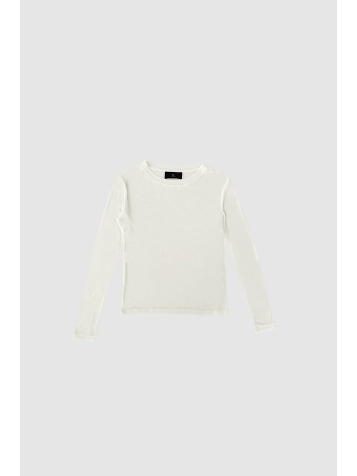 Beige t-shirt met lange mouwen Withblack