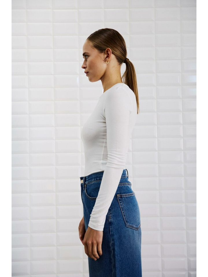 Beige t-shirt met lange mouwen Withblack