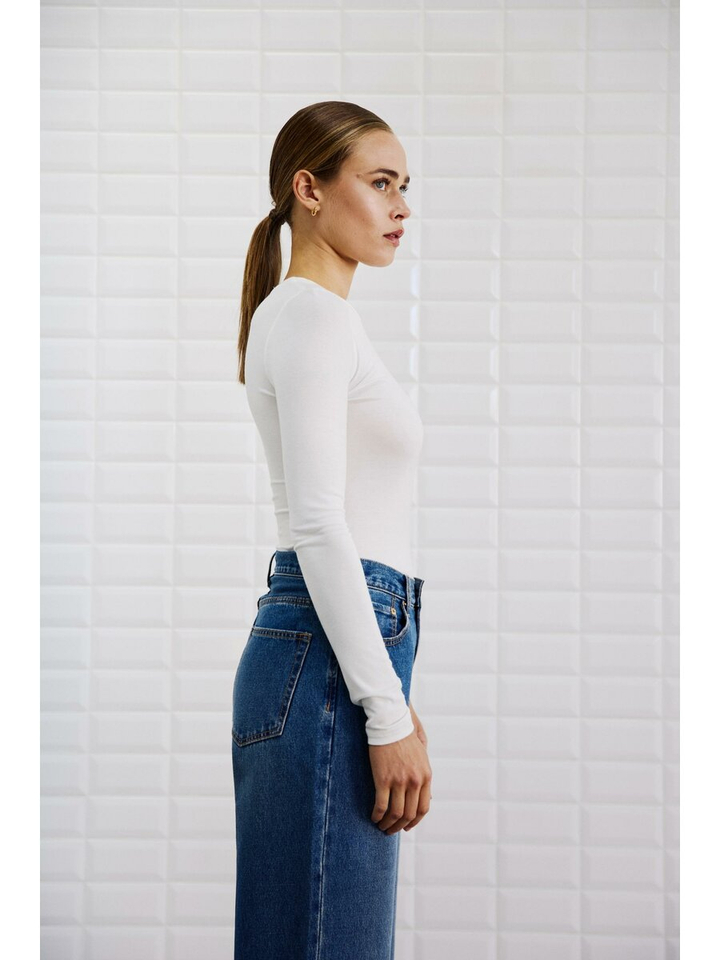 Beige t-shirt met lange mouwen Withblack