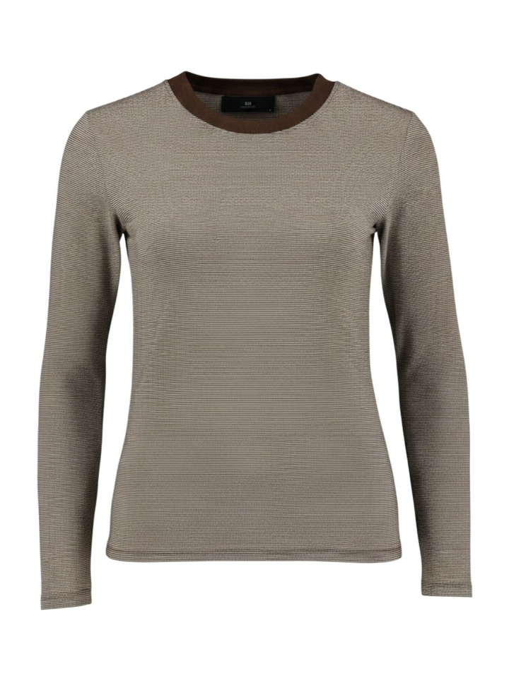 Bruine gestreepte T-shirt met lange mouwen Withblack