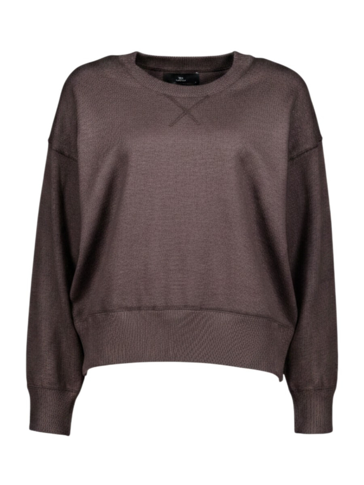 Donkerbruine turi met ronde hals Margot LS Withblack