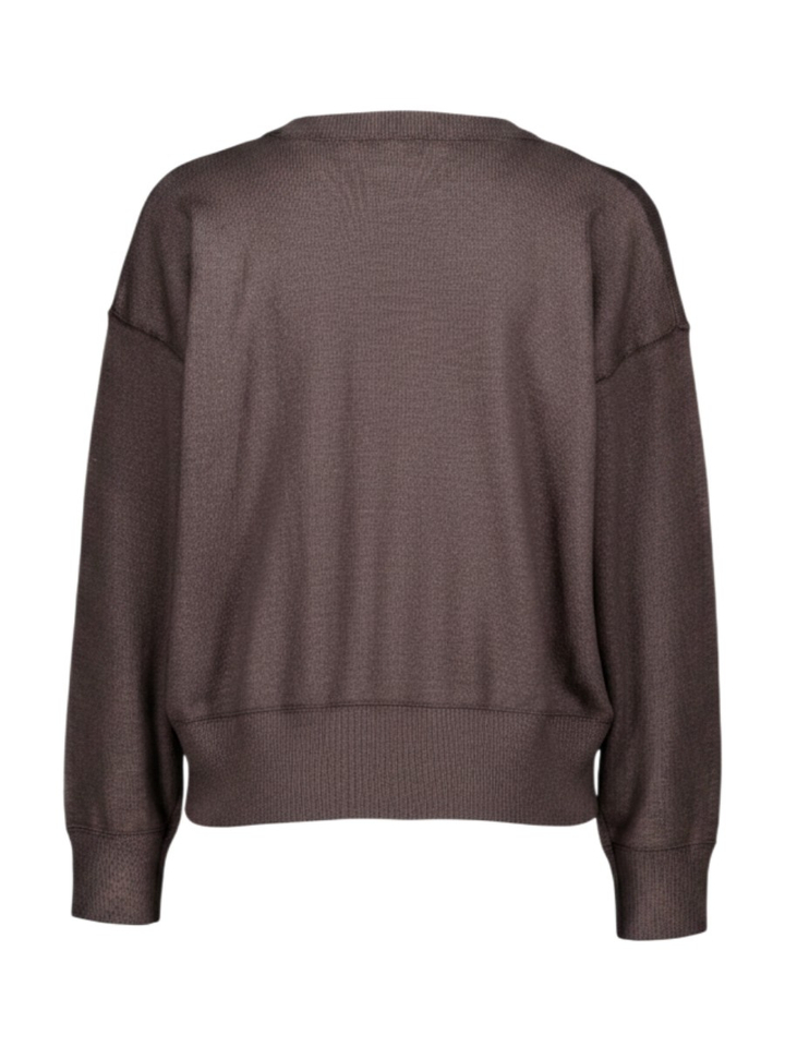 Donkerbruine turi met ronde hals Margot LS Withblack