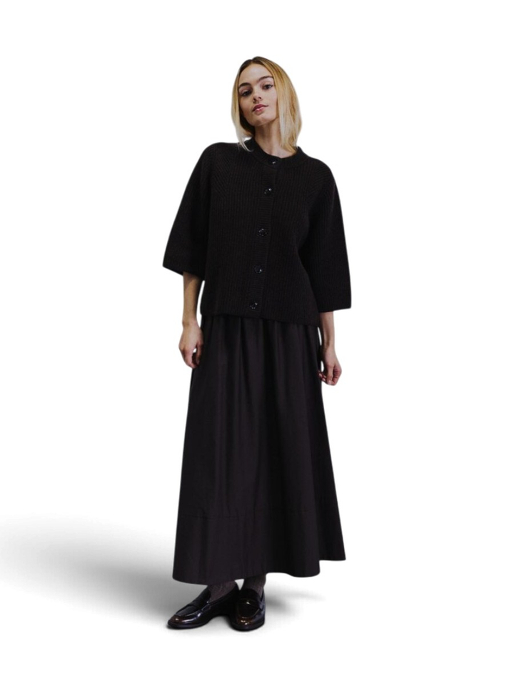 Donkerbruine gebreide gilet Withblack