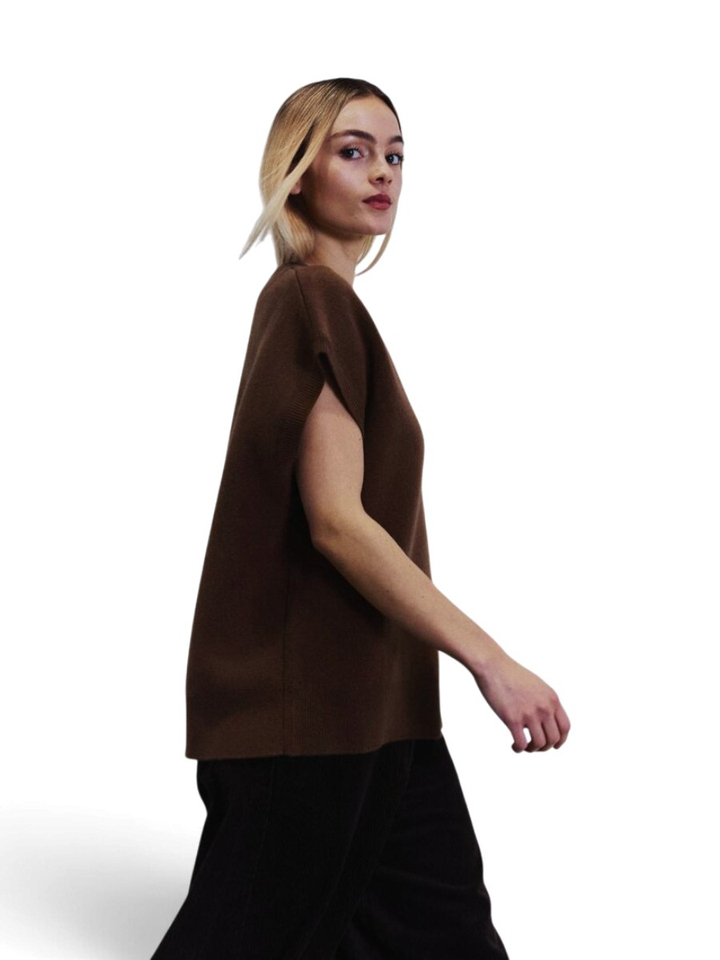 Donkerbruine debardeur in wol Cooper Slipover Withblack