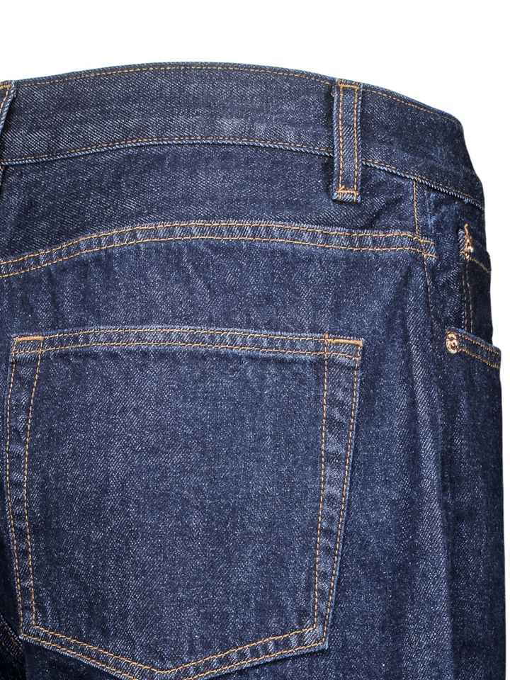 Donkerblauwe wide fit jeans met omslag Withblack