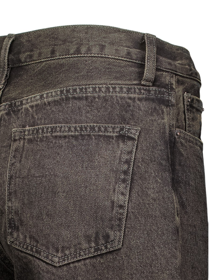 Donkergrijze wide leg jeans met omslag Withblack
