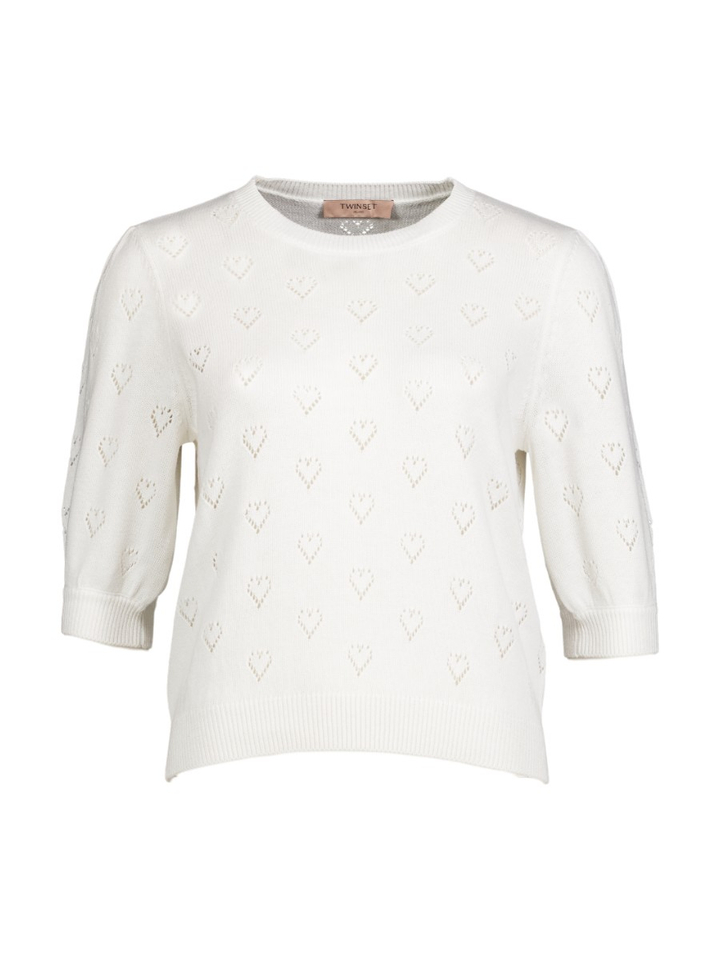 Ecru trui met hartjes patroon Twinset 