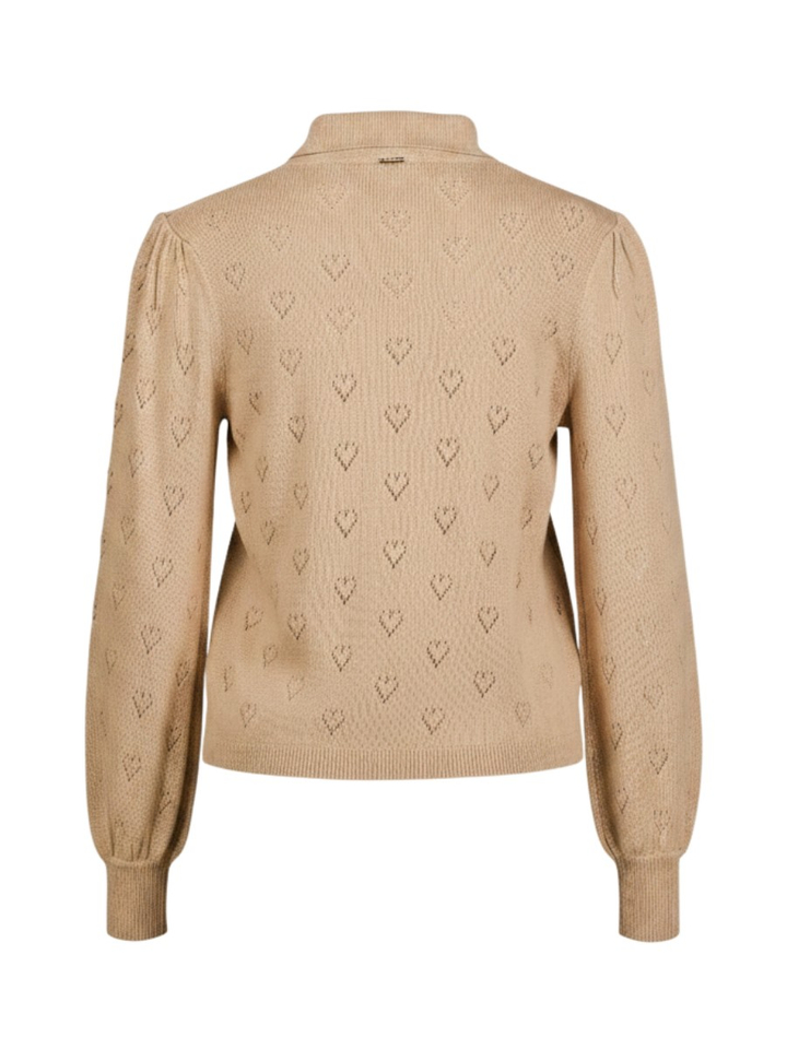Camelkleurige polo met hartjes patroon Twinset 