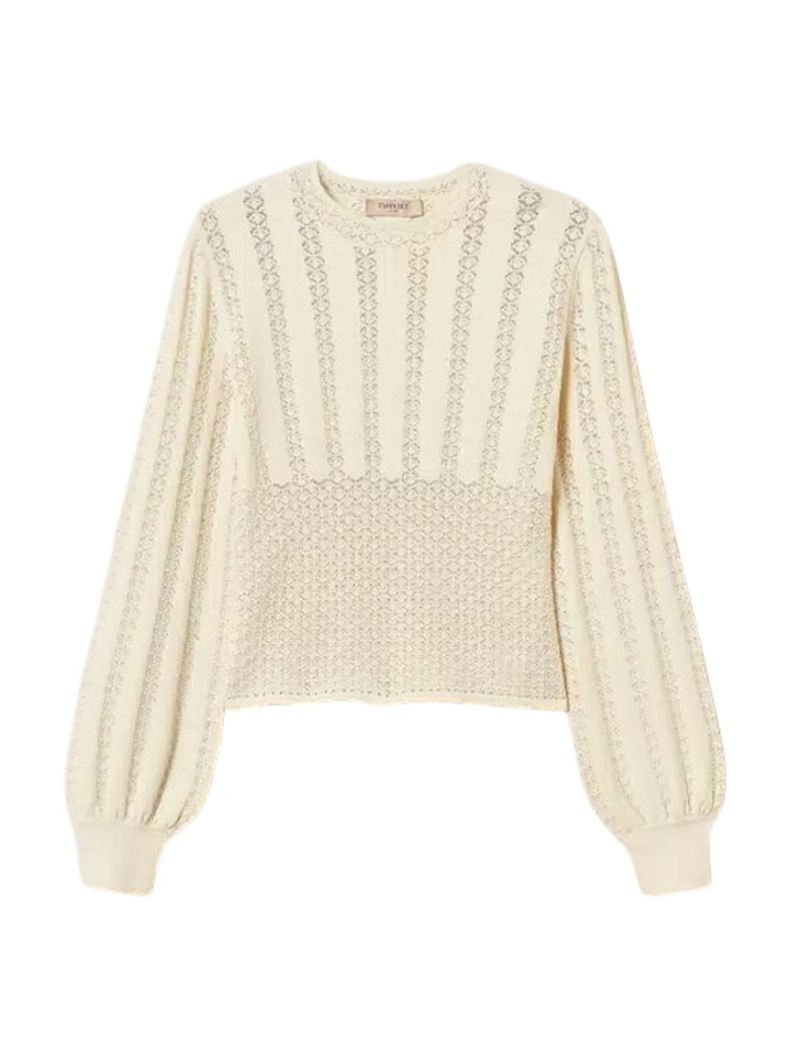 Creme kleurige gehaakte pull Twinset