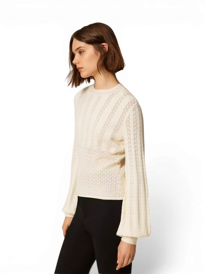 Creme kleurige gehaakte pull Twinset