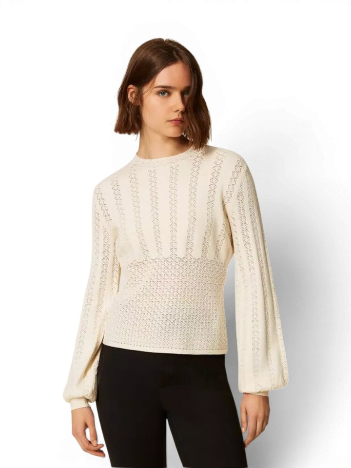Creme kleurige gehaakte pull Twinset