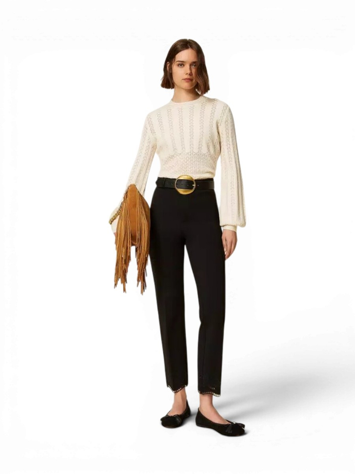 Creme kleurige gehaakte pull Twinset