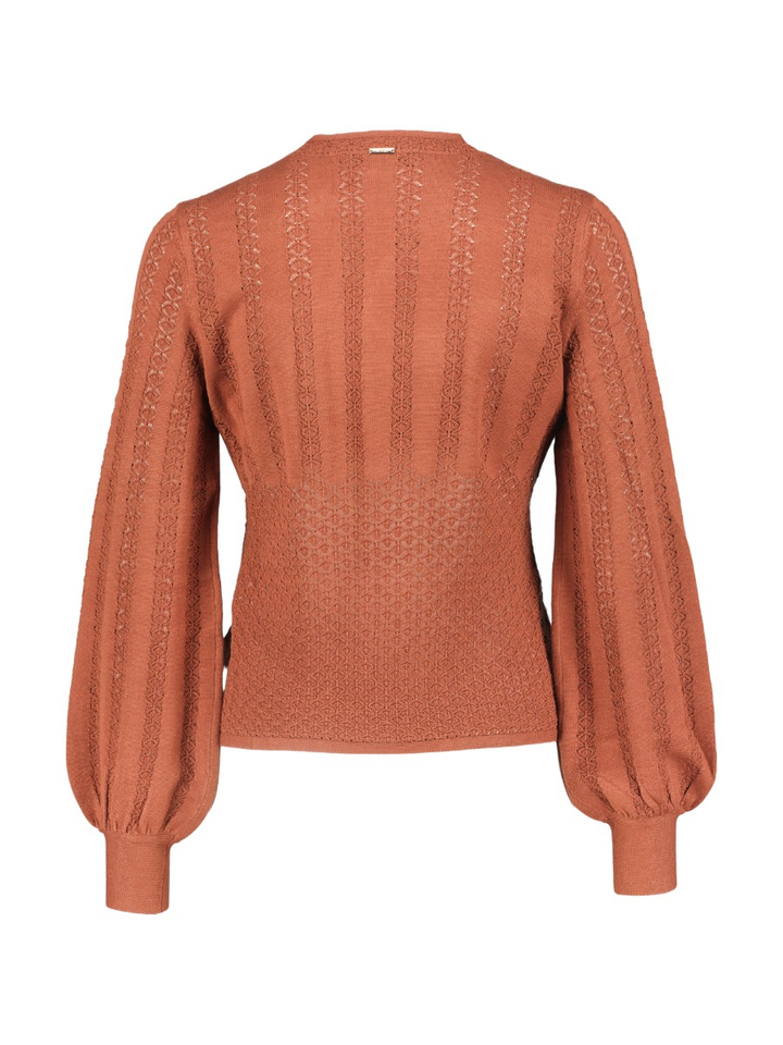Roestkleurige pull met broderie detail Twinset
