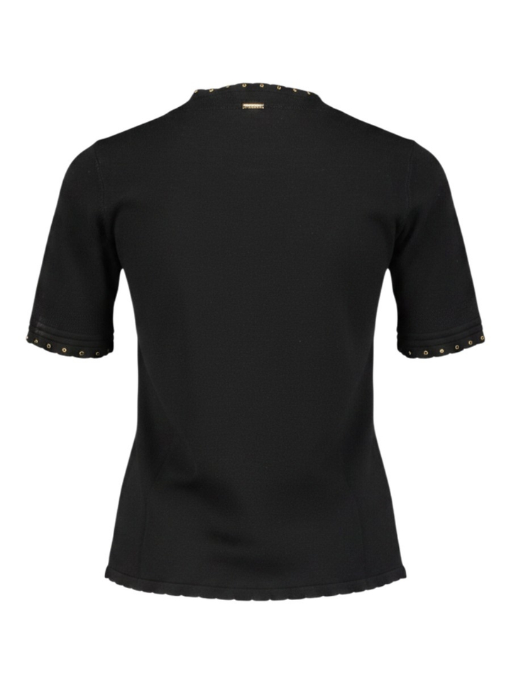 Zwarte trui met geschulpte rand en studs Twinset