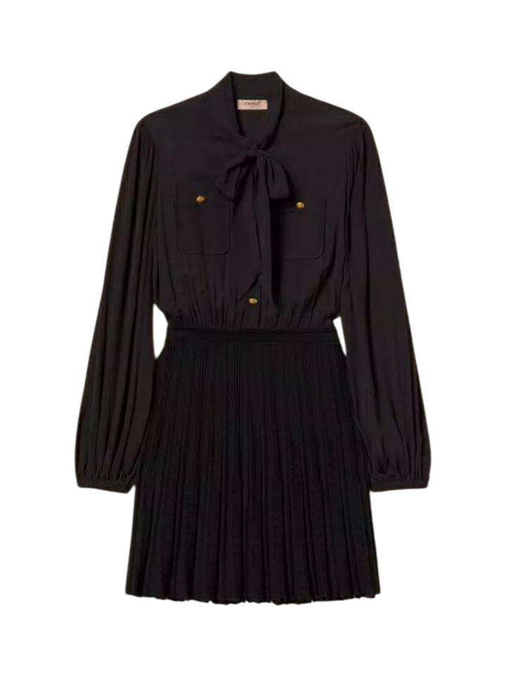 Zwarte jurk met rok in brei structuur Twinset Milano