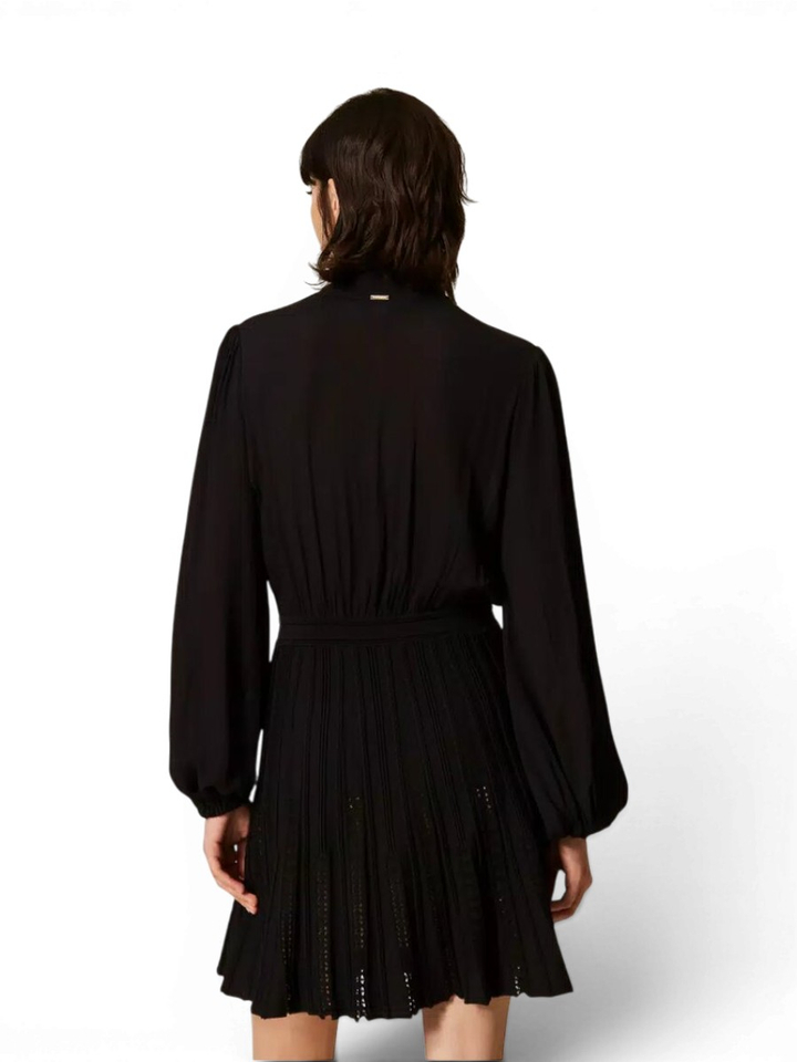 Zwarte jurk met rok in brei structuur Twinset Milano