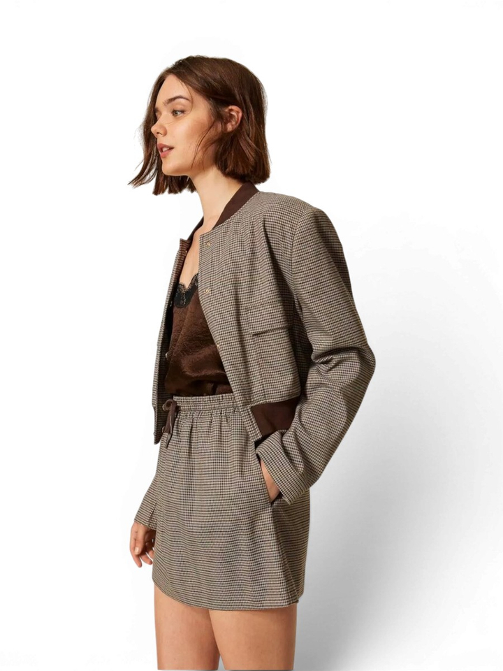 Beige geruite rok Twinset Milano