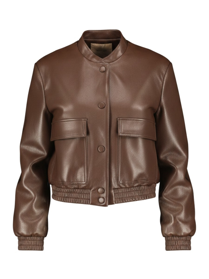 Bruine korte jas in lakleder Twinset