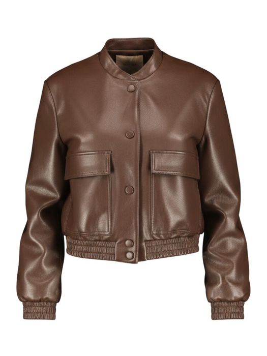 Bruine korte jas in lakleder Twinset