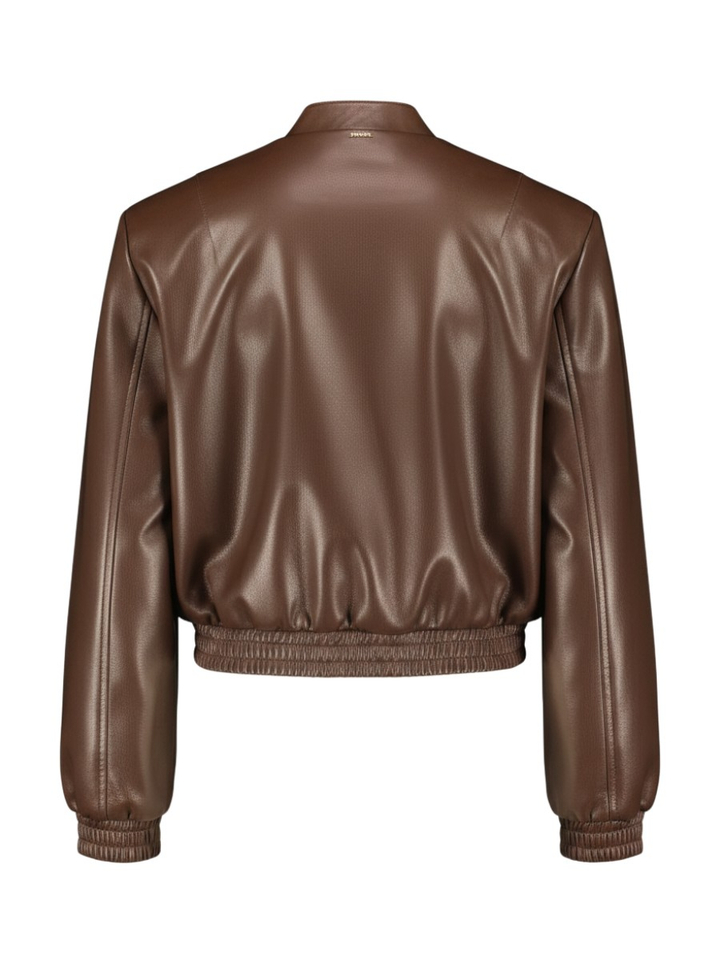 Bruine korte jas in lakleder Twinset