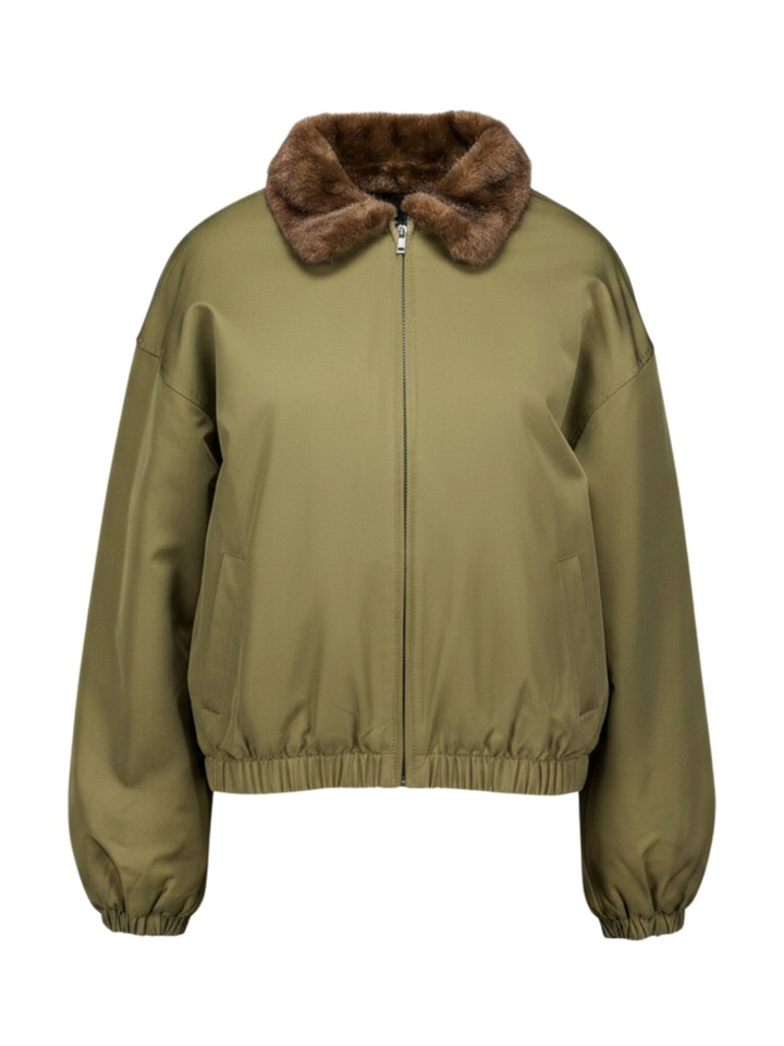 Groene jas met faux fur binnenkant ELEH