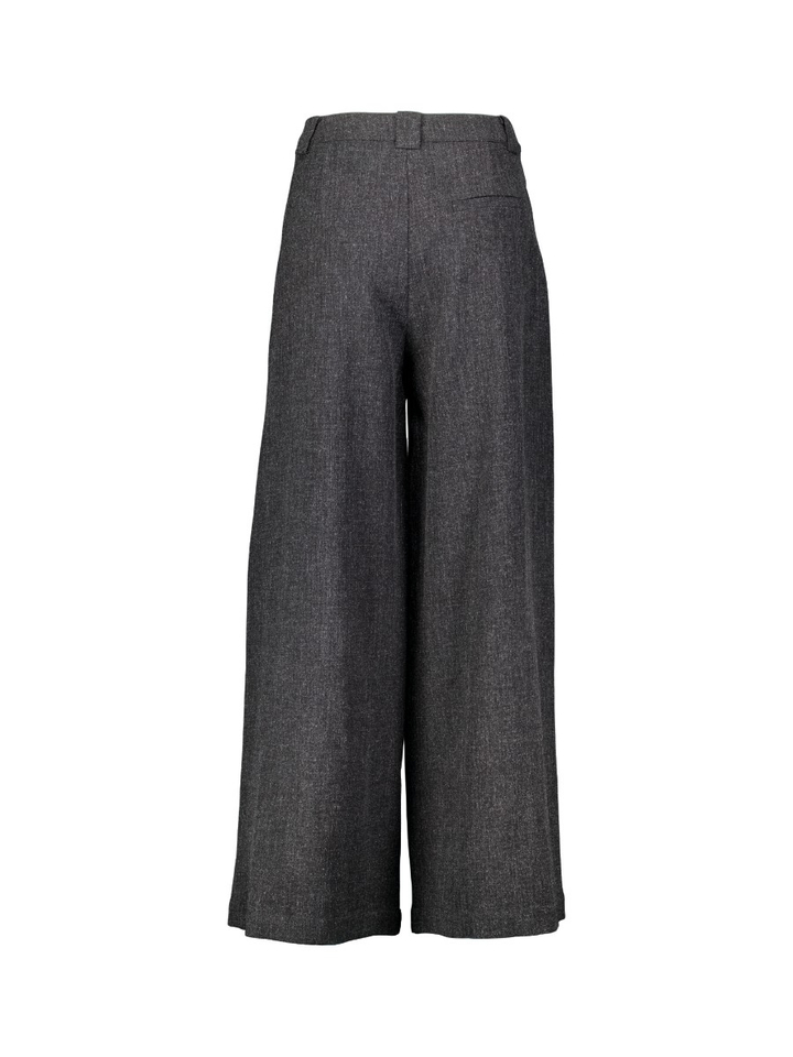 Grijze wijde broek met bandplooi Eleh