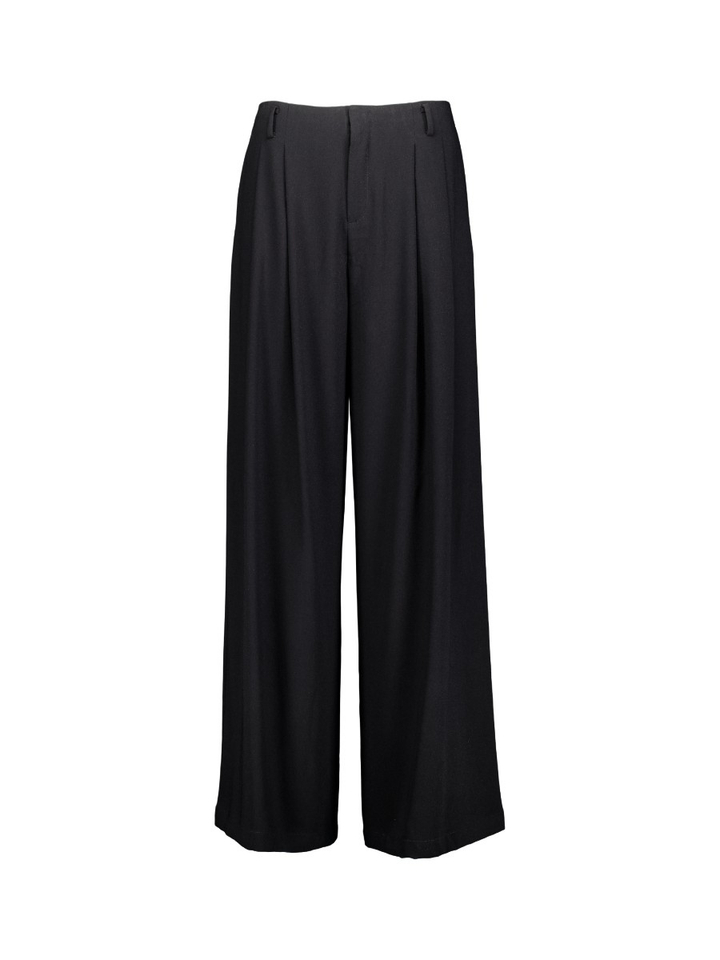 Zwarte wijde broek met bandplooi Eleh