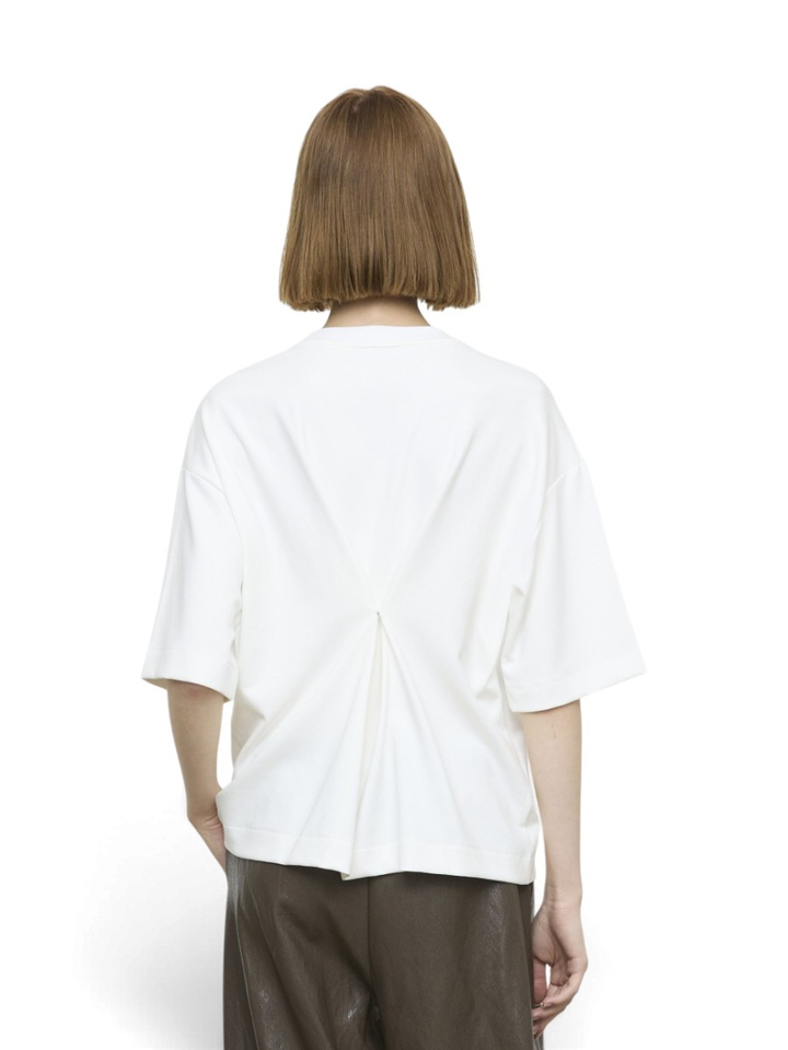 Witte t-shirt met knoopdetail Eleh
