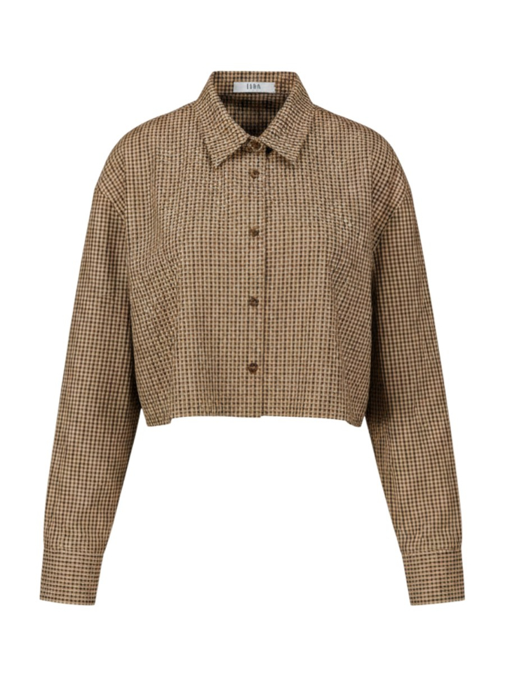 Beige korte bloes in ruit motief Eleh 