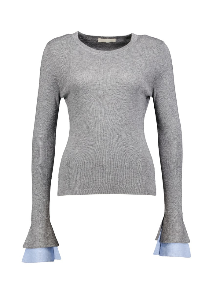 Grijze casual trui met mouw detail Eleh