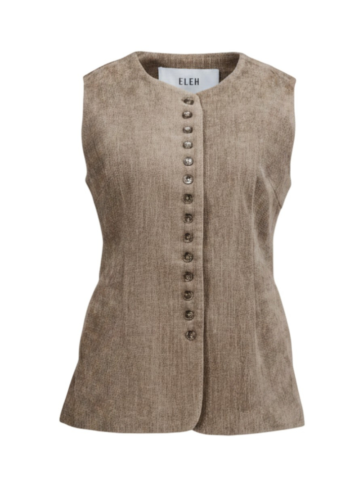 Bruine gilet in velours Eleh 